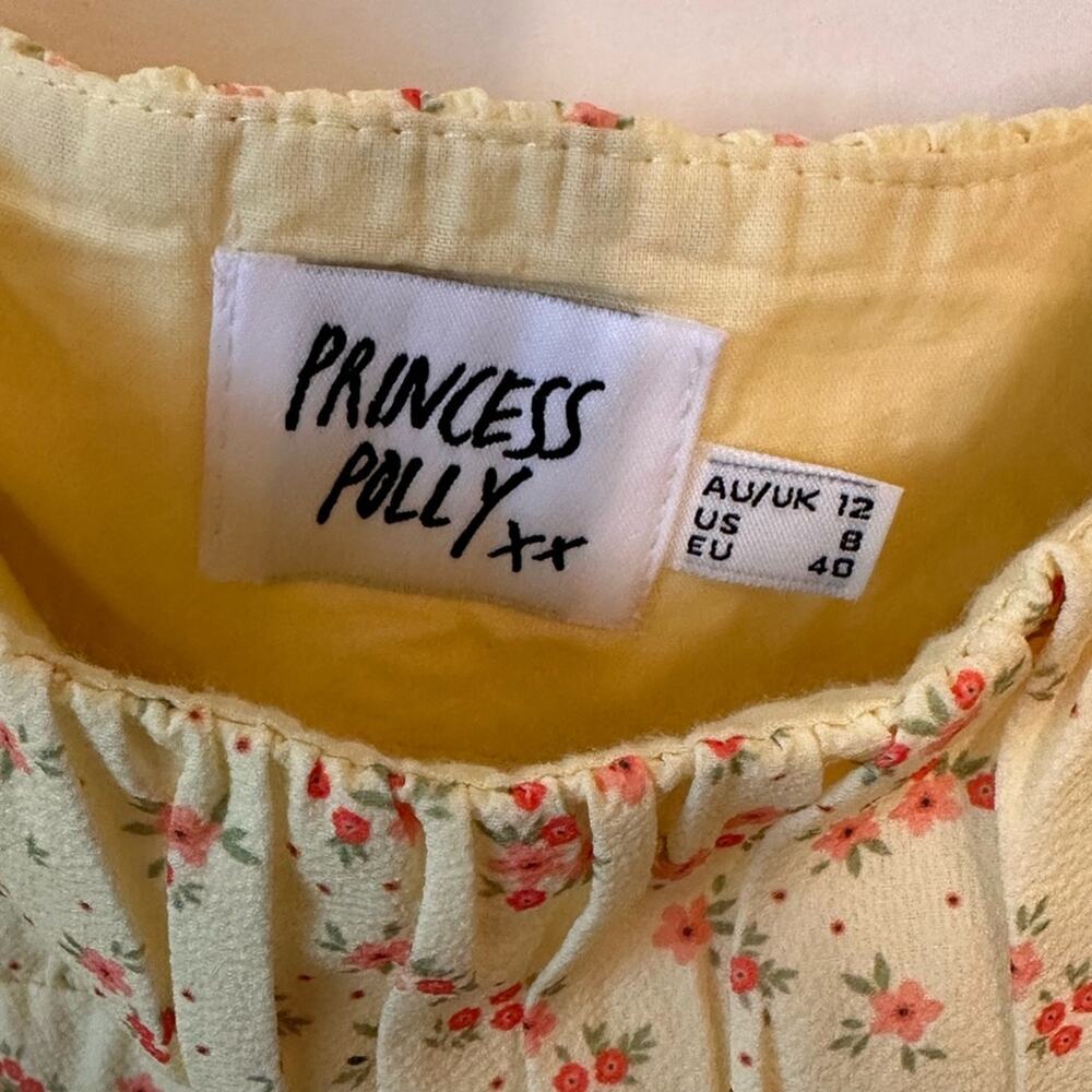 Princess Polly Freya  Yellow Floral Mini Dress – Size 8 – Cottagecore Vibes - Picture 5 of 5